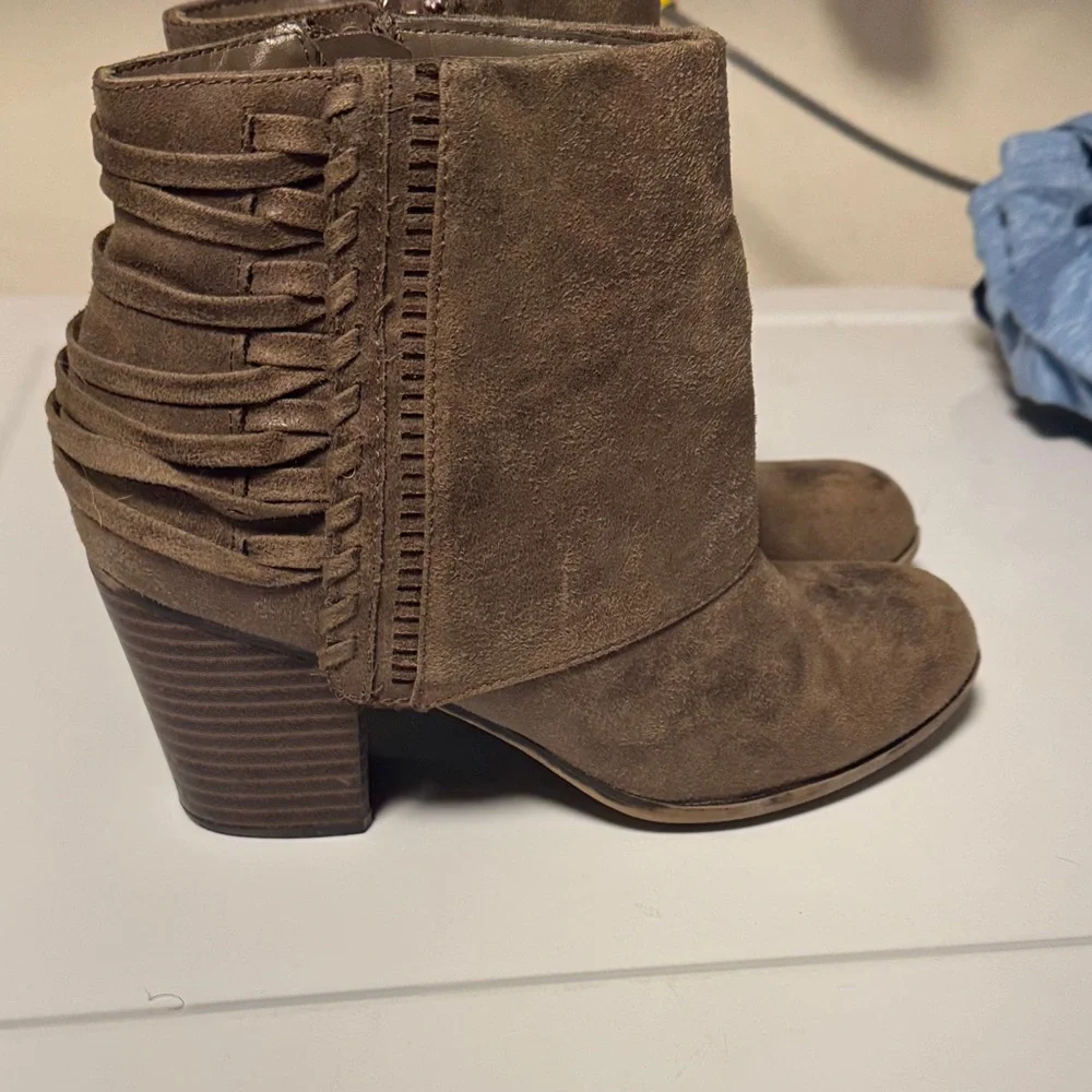 Fergalicious Taupe Ankle Boots with Braided Detail